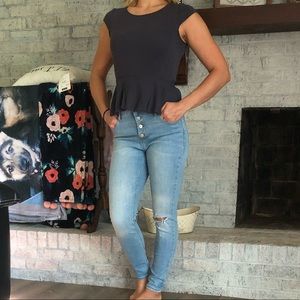 Casual zipper back blouse